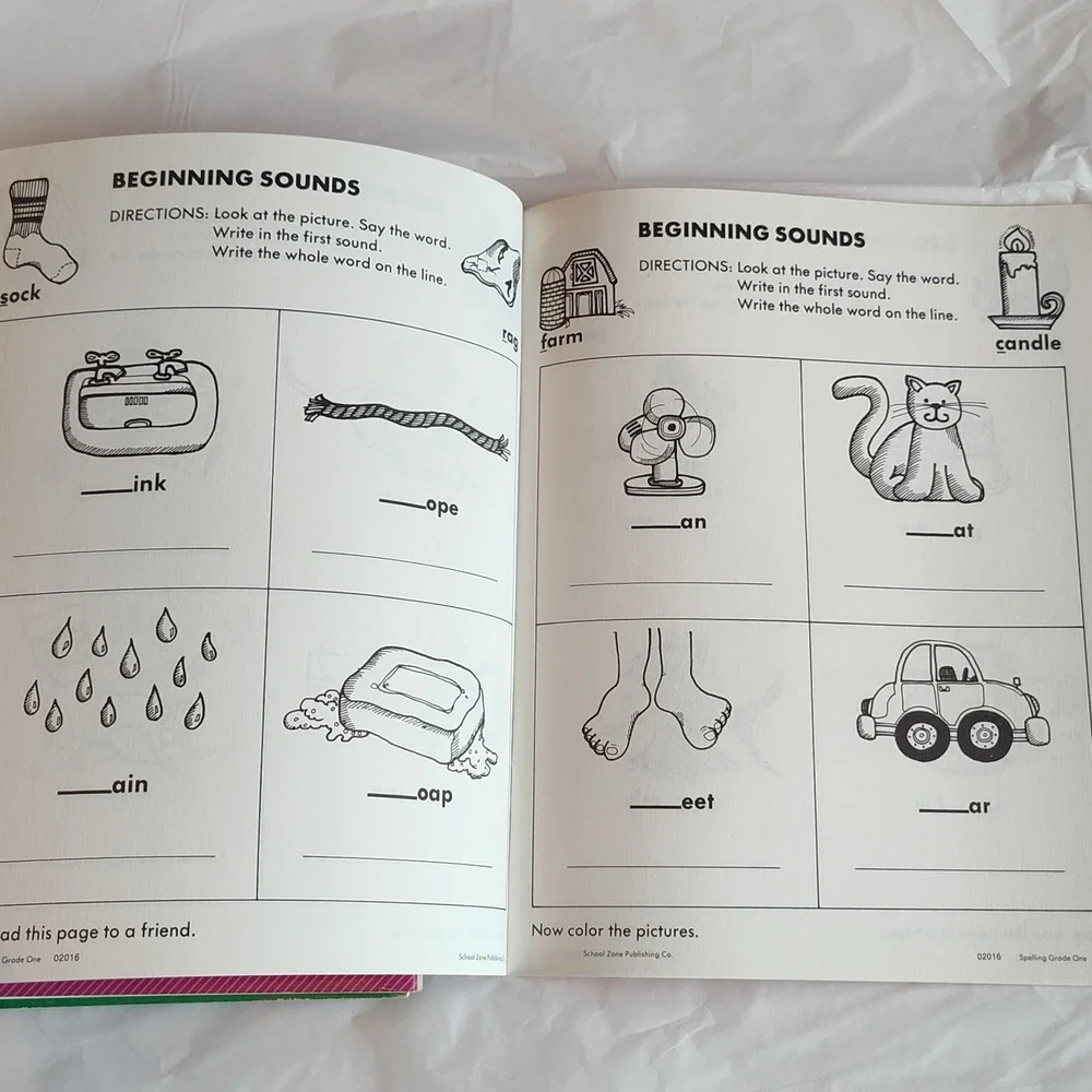 7 Vintage Pre-K Kindergarten & First Grade Educational Workbooks Coloring Books